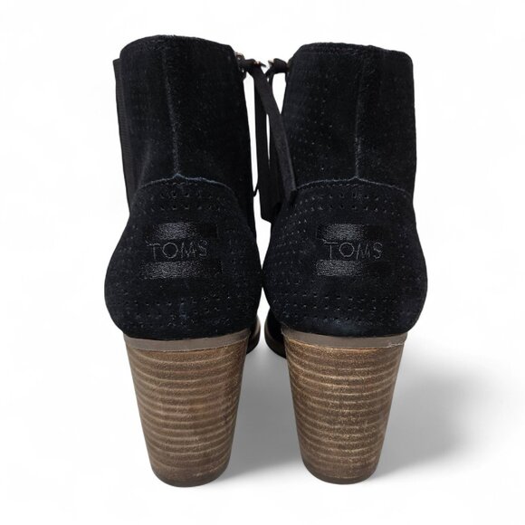 Toms Majorca Black Suede Open Toe Bootie Heels 10 - Picture 6 of 11